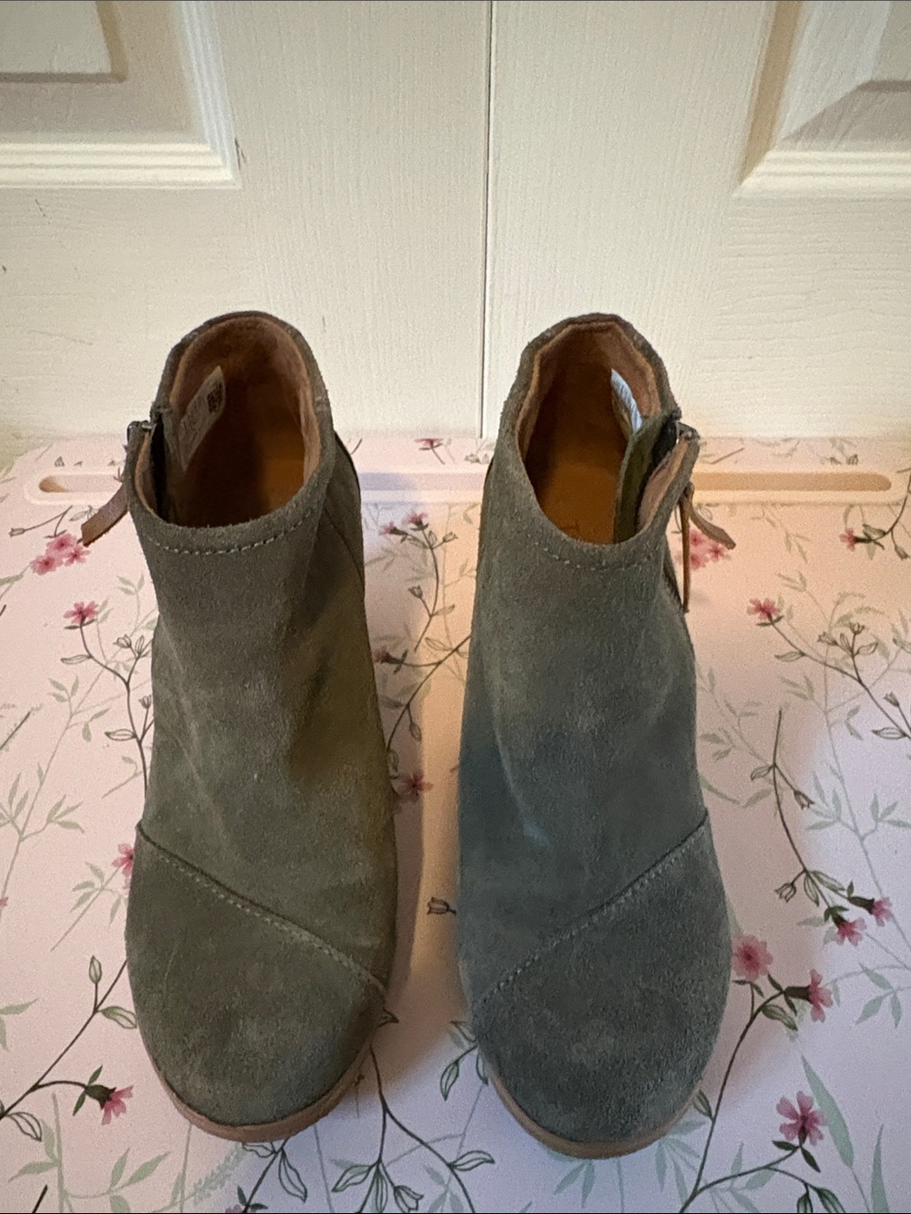 Toms Olive Suede Ankle Booties